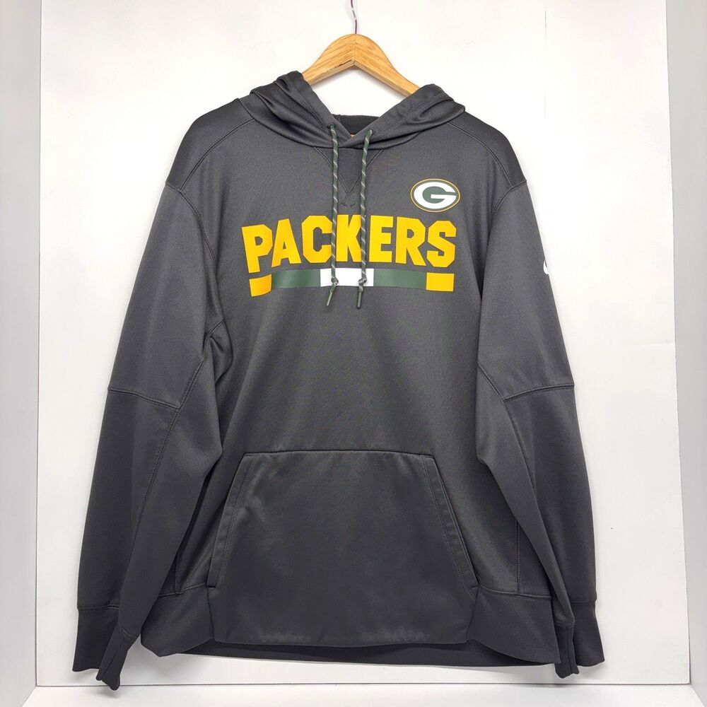 Green Bay Packers Nike NFL Black Hoodie Sweatshirt Therma-Fit On Field Men's XL